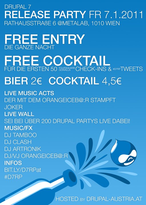 Drupal 7 release party vienna flyer