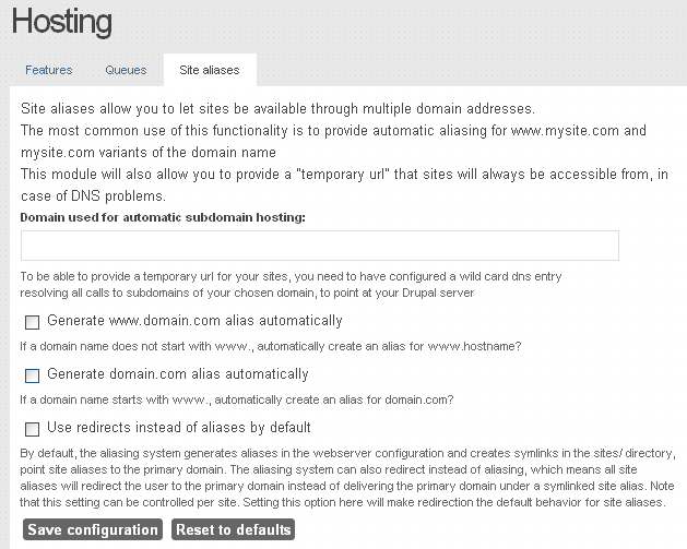 global site aliasing settings