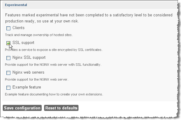 experimental features of Aegir
