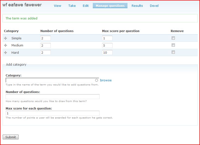 Categorized random questions gui