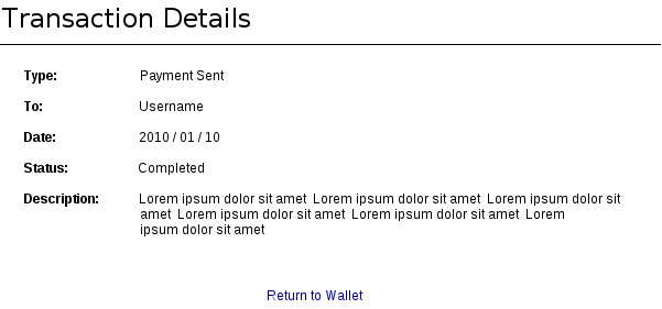 Wallet Details