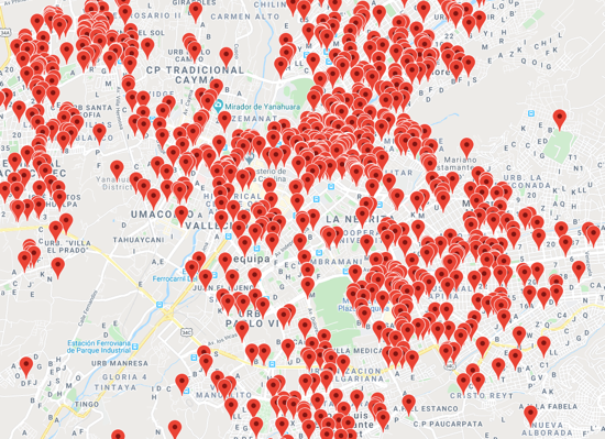 Map showing people in need