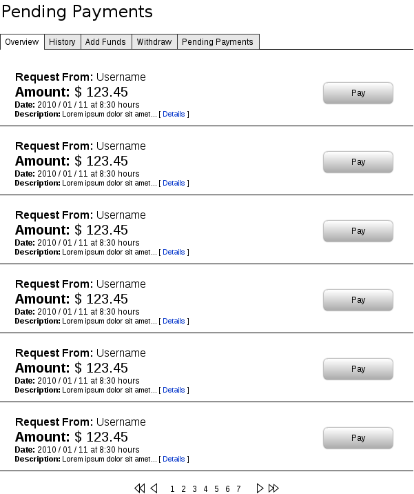 Wallet, Pending Payment