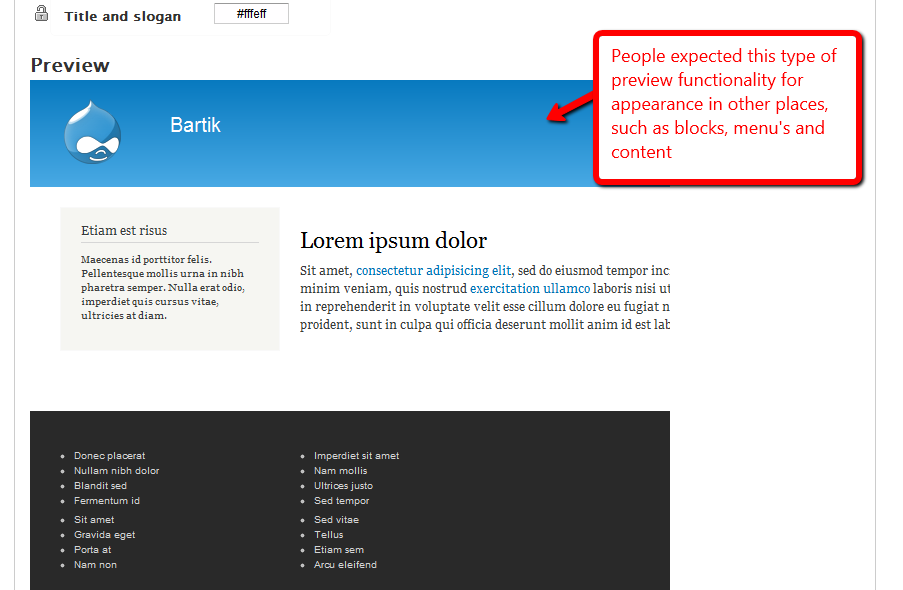 Participants liked the Color module preview, but expected to see it everywhere and were disappointed when they did not.